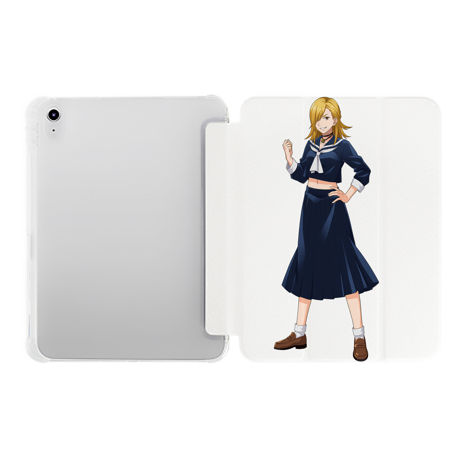 （画像用） 呪術廻戦 Jujutsu Kaisen IPad ケース ペン収納付き 三つ折りスタンド PUレザー×シリコン 対応機種9.5/10.5/10.9インチ